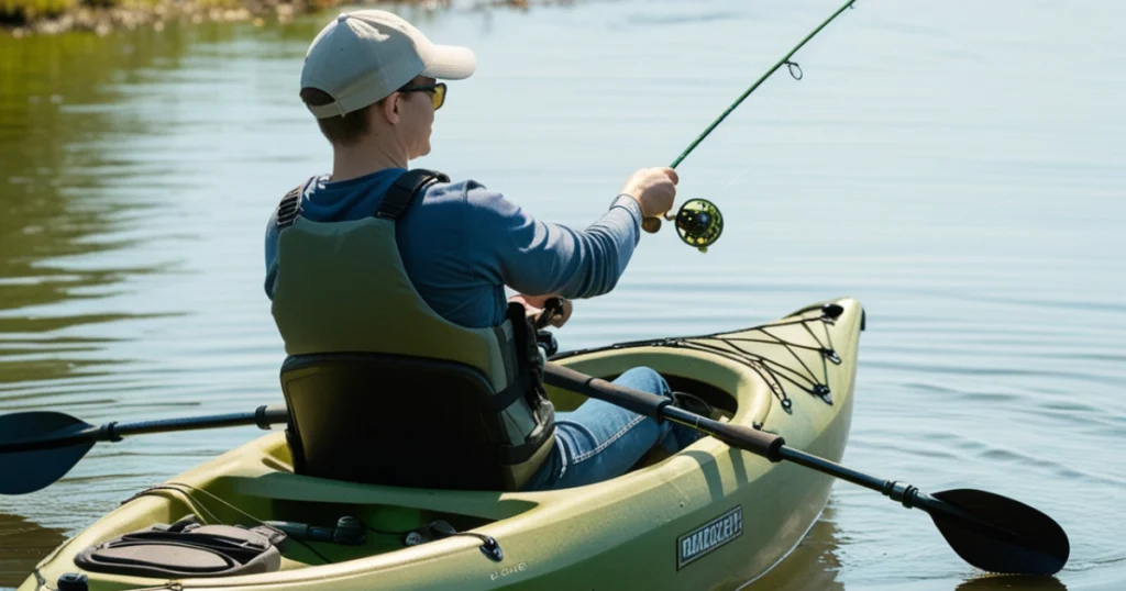 a person on a hunting fishing kayak