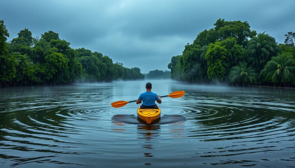 Kayaking in Rainy Water Conditions