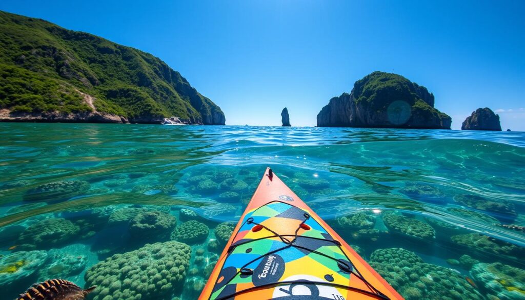 scuba diving from a kayak