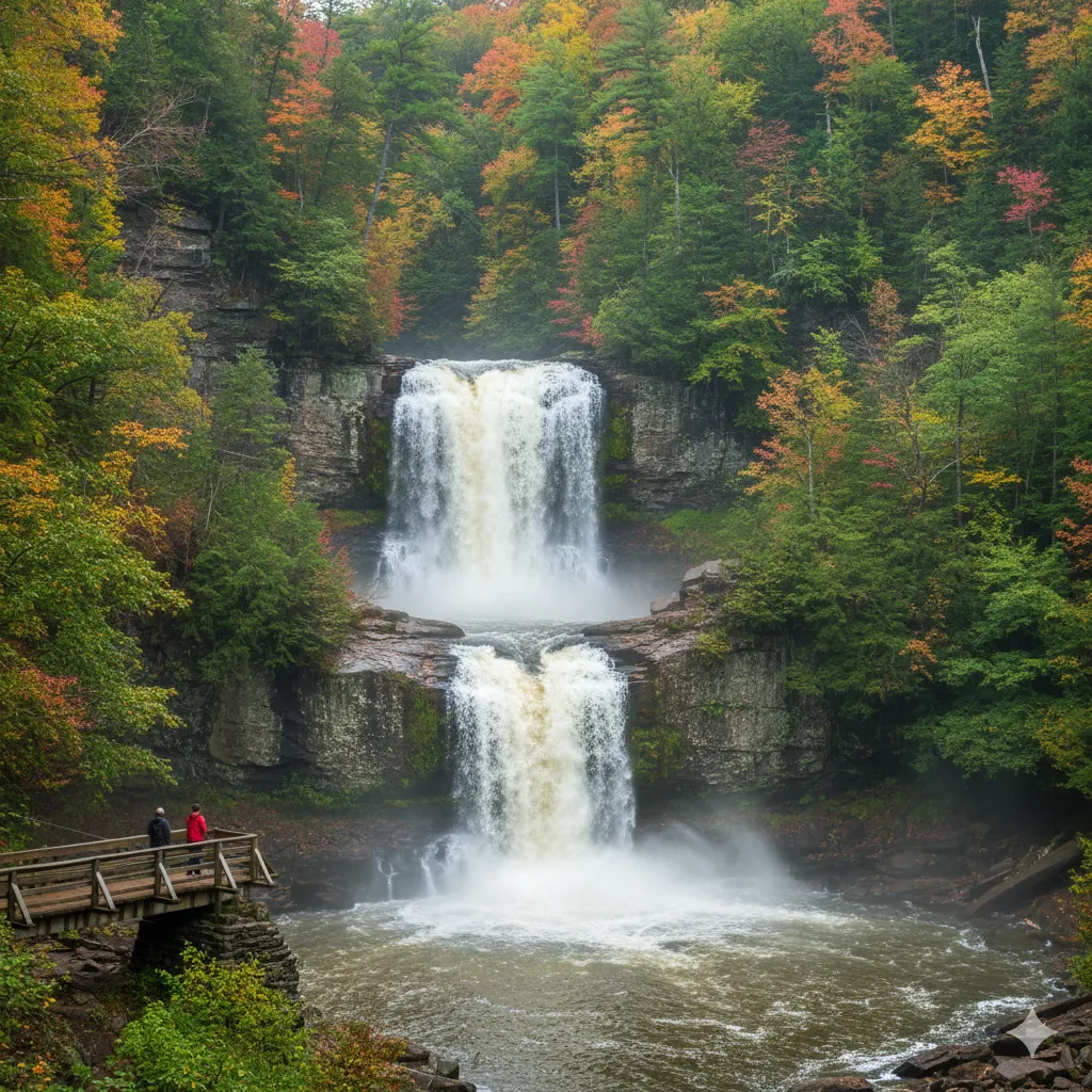 poconos hiking waterfall bushkill falls