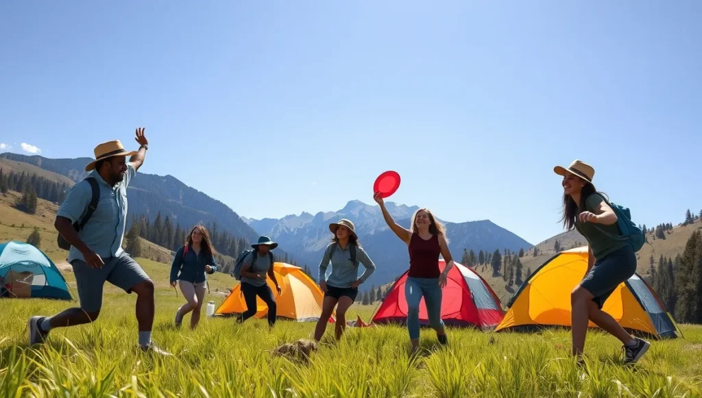 camp games outdoors frisbee fun