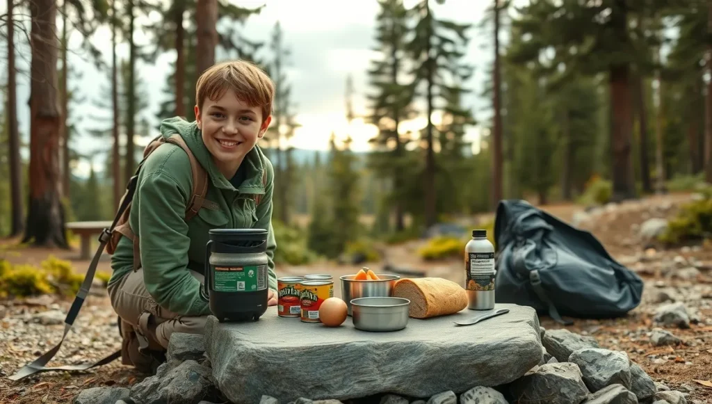 simple campsite cooking setup